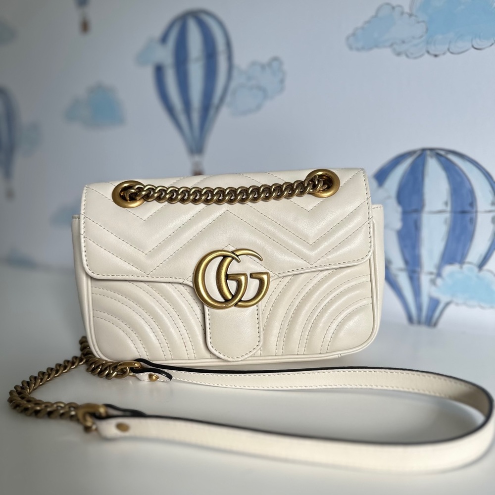 ❌❌sold ❌❌ Gucci GG Marmont Matelasse Small Flap Bag in Ivory White